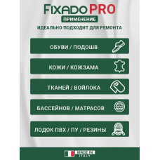 Клей для обуви и подошв, кожи и ПВХ лодок. Водостойкий Прозрачный FIXADO 20мл
